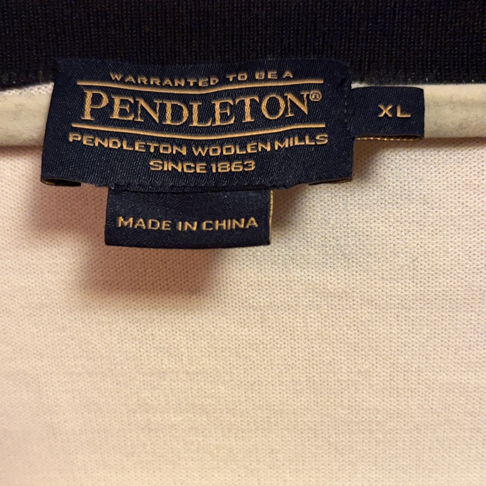 Pendleton Silk Blend Ivory Button Down With Black… - image 2